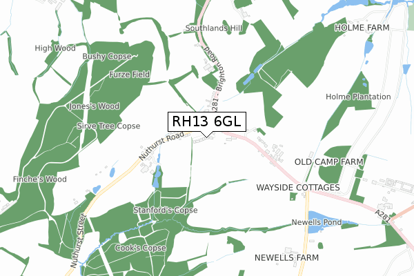 RH13 6GL map - small scale - OS Open Zoomstack (Ordnance Survey) RH13 6GL map - small scale - OS Open Zoomstack (Ordnance Survey)