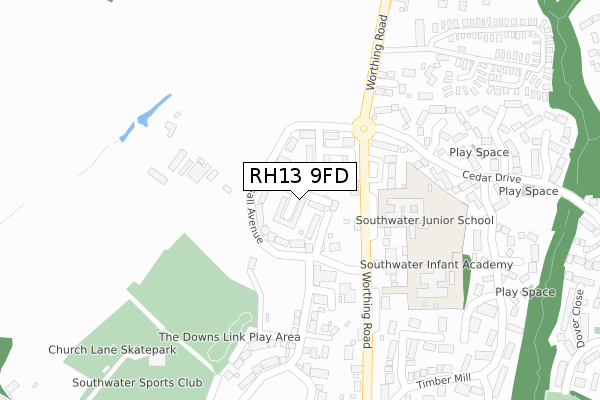 RH13 9FD map - large scale - OS Open Zoomstack (Ordnance Survey) RH13 9FD map - large scale - OS Open Zoomstack (Ordnance Survey)