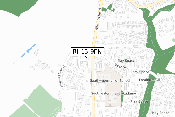 RH13 9FN map - large scale - OS Open Zoomstack (Ordnance Survey) RH13 9FN map - large scale - OS Open Zoomstack (Ordnance Survey)