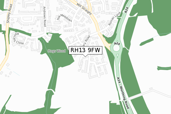 RH13 9FW map - large scale - OS Open Zoomstack (Ordnance Survey) RH13 9FW map - large scale - OS Open Zoomstack (Ordnance Survey)