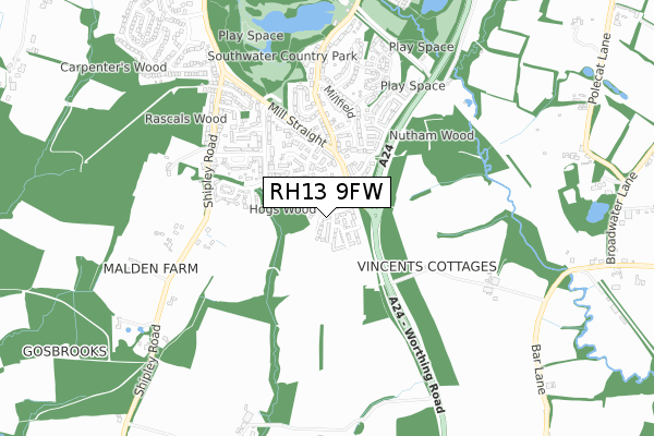 RH13 9FW map - small scale - OS Open Zoomstack (Ordnance Survey) RH13 9FW map - small scale - OS Open Zoomstack (Ordnance Survey)