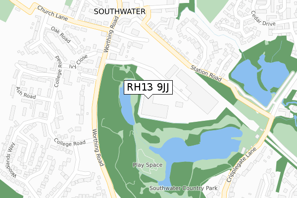 RH13 9JJ map - large scale - OS Open Zoomstack (Ordnance Survey) RH13 9JJ map - large scale - OS Open Zoomstack (Ordnance Survey)