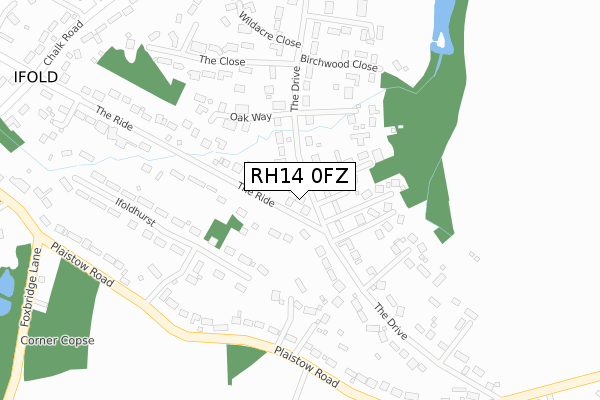RH14 0FZ map - large scale - OS Open Zoomstack (Ordnance Survey)