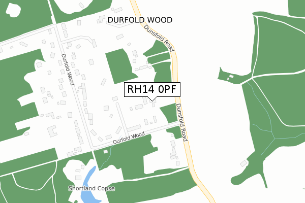 RH14 0PF map - large scale - OS Open Zoomstack (Ordnance Survey)
