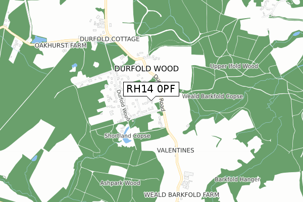 RH14 0PF map - small scale - OS Open Zoomstack (Ordnance Survey)