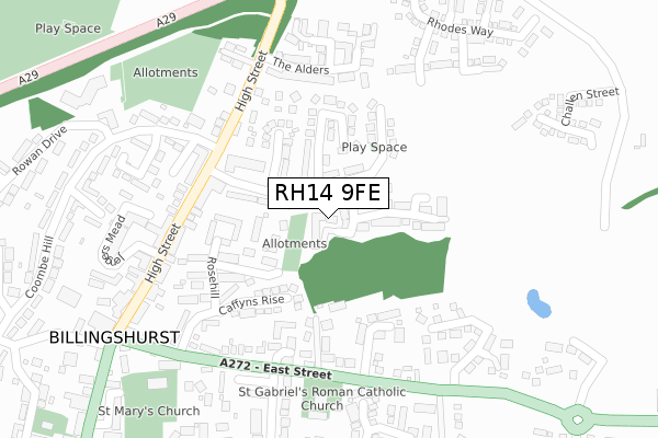 RH14 9FE map - large scale - OS Open Zoomstack (Ordnance Survey)
