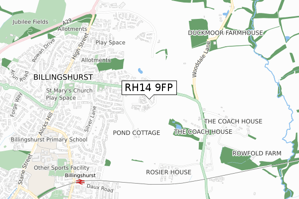 RH14 9FP map - small scale - OS Open Zoomstack (Ordnance Survey)