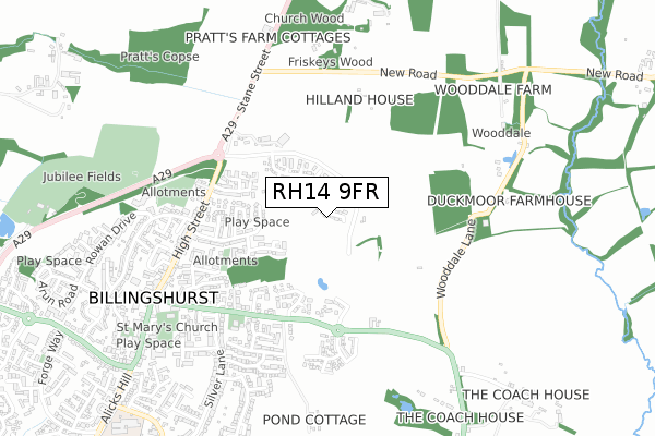 RH14 9FR map - small scale - OS Open Zoomstack (Ordnance Survey)