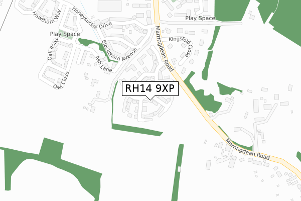 RH14 9XP map - large scale - OS Open Zoomstack (Ordnance Survey)