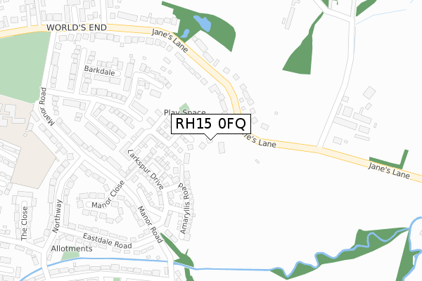 RH15 0FQ map - large scale - OS Open Zoomstack (Ordnance Survey)