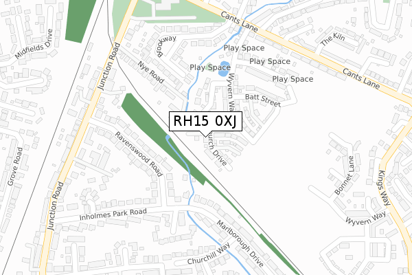 RH15 0XJ map - large scale - OS Open Zoomstack (Ordnance Survey)