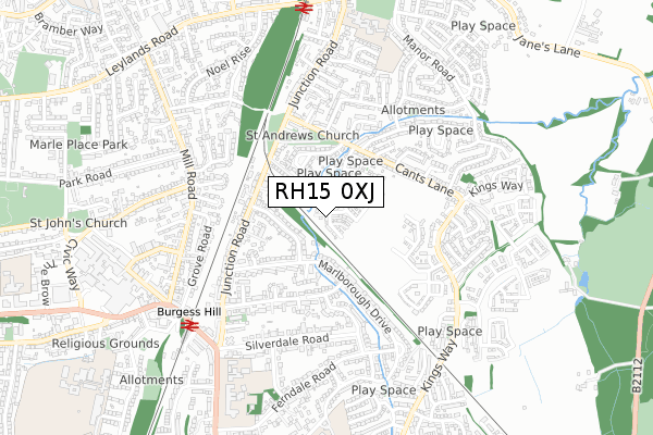 RH15 0XJ map - small scale - OS Open Zoomstack (Ordnance Survey)