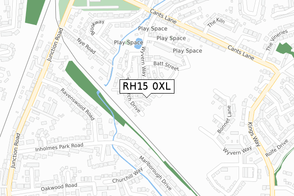 RH15 0XL map - large scale - OS Open Zoomstack (Ordnance Survey)