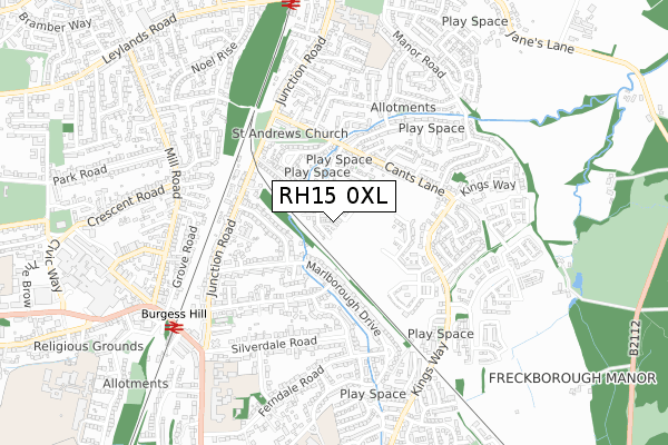 RH15 0XL map - small scale - OS Open Zoomstack (Ordnance Survey)