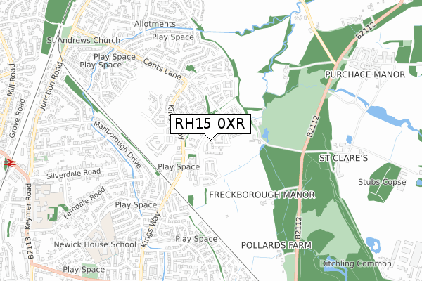 RH15 0XR map - small scale - OS Open Zoomstack (Ordnance Survey)