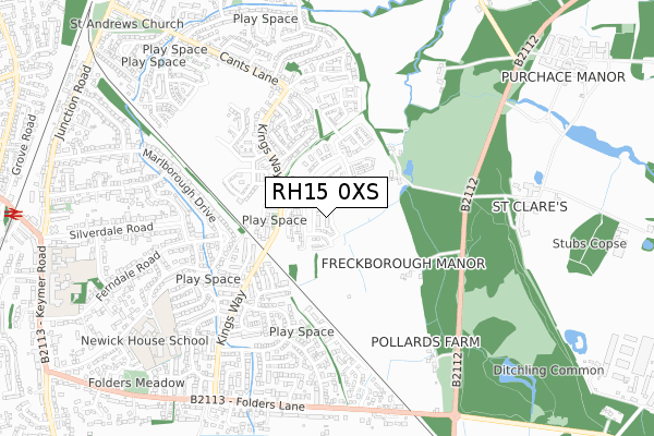 RH15 0XS map - small scale - OS Open Zoomstack (Ordnance Survey)