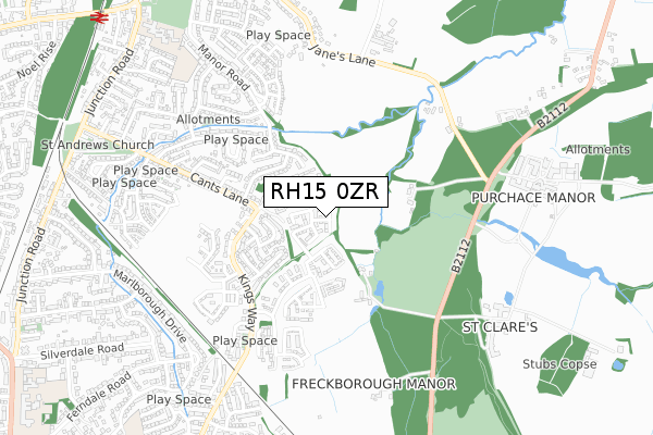 RH15 0ZR map - small scale - OS Open Zoomstack (Ordnance Survey)