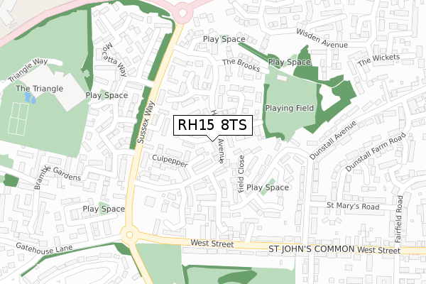 RH15 8TS map - large scale - OS Open Zoomstack (Ordnance Survey)