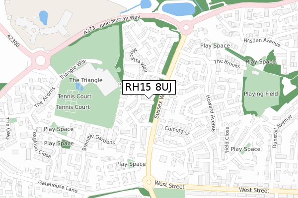 RH15 8UJ map - large scale - OS Open Zoomstack (Ordnance Survey)
