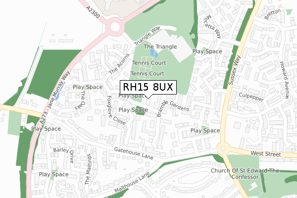 RH15 8UX map - large scale - OS Open Zoomstack (Ordnance Survey)