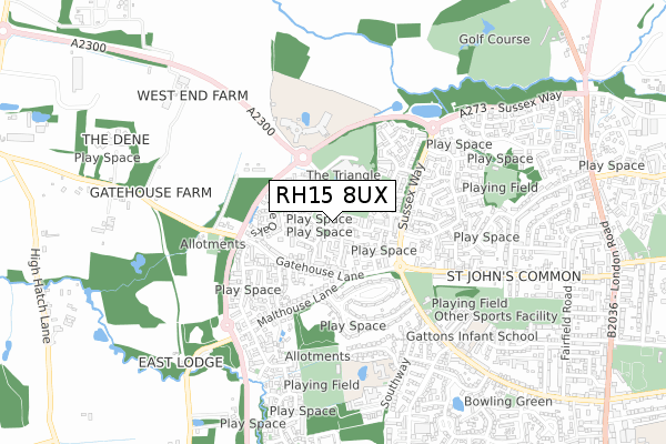 RH15 8UX map - small scale - OS Open Zoomstack (Ordnance Survey)