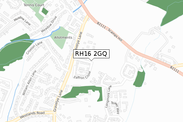 RH16 2GQ map - large scale - OS Open Zoomstack (Ordnance Survey)