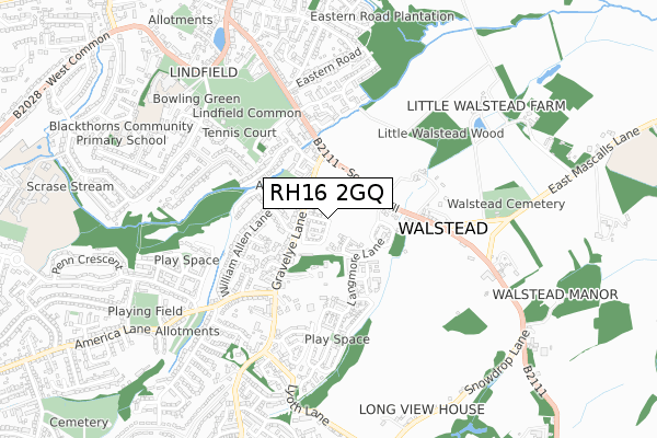 RH16 2GQ map - small scale - OS Open Zoomstack (Ordnance Survey)