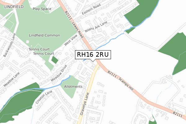 RH16 2RU map - large scale - OS Open Zoomstack (Ordnance Survey)
