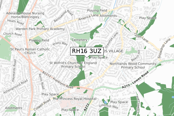 RH16 3UZ map - small scale - OS Open Zoomstack (Ordnance Survey) RH16 3UZ map - small scale - OS Open Zoomstack (Ordnance Survey)