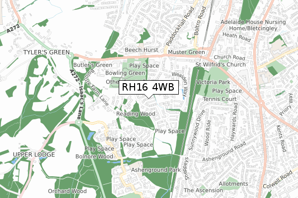 RH16 4WB map - small scale - OS Open Zoomstack (Ordnance Survey)