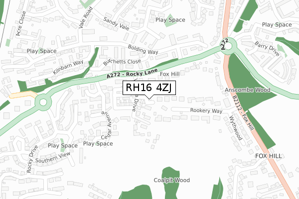 RH16 4ZJ map - large scale - OS Open Zoomstack (Ordnance Survey)