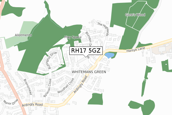 RH17 5GZ map - large scale - OS Open Zoomstack (Ordnance Survey)