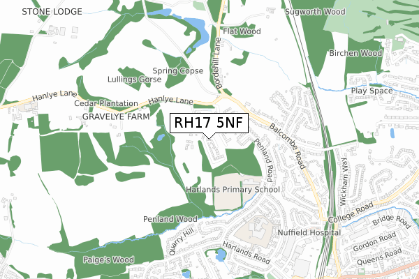 RH17 5NF map - small scale - OS Open Zoomstack (Ordnance Survey)
