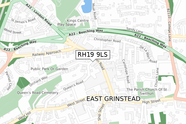 RH19 9LS map - large scale - OS Open Zoomstack (Ordnance Survey)