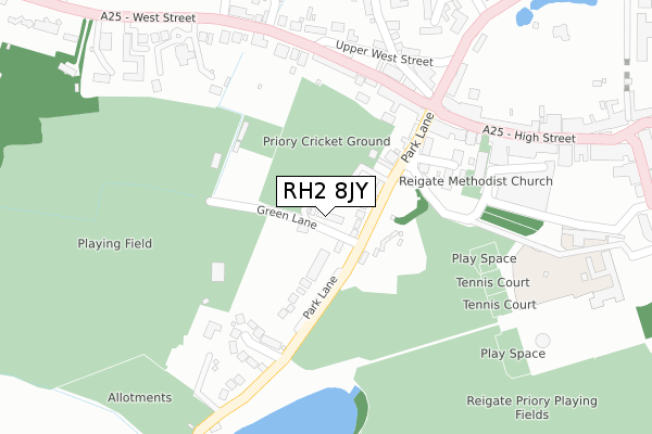 RH2 8JY map - large scale - OS Open Zoomstack (Ordnance Survey)