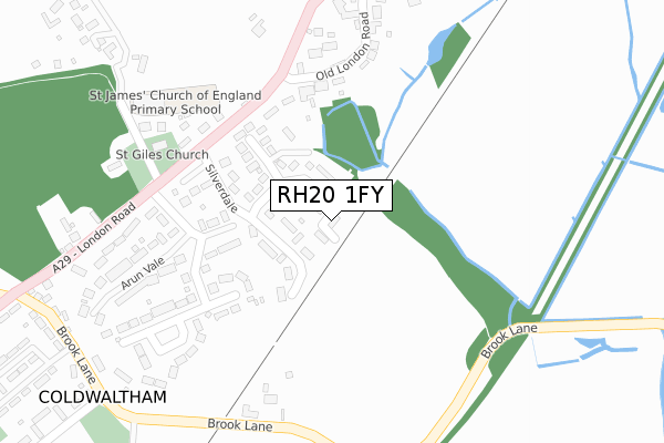RH20 1FY map - large scale - OS Open Zoomstack (Ordnance Survey)