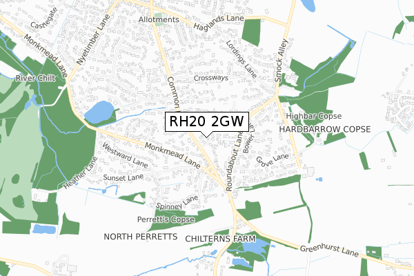 RH20 2GW map - small scale - OS Open Zoomstack (Ordnance Survey) RH20 2GW map - small scale - OS Open Zoomstack (Ordnance Survey)