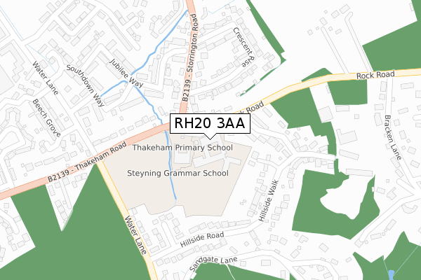 RH20 3AA map - large scale - OS Open Zoomstack (Ordnance Survey)