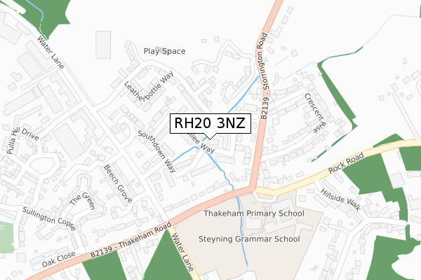 RH20 3NZ map - large scale - OS Open Zoomstack (Ordnance Survey)