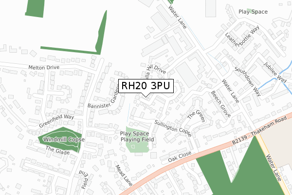 RH20 3PU map - large scale - OS Open Zoomstack (Ordnance Survey)