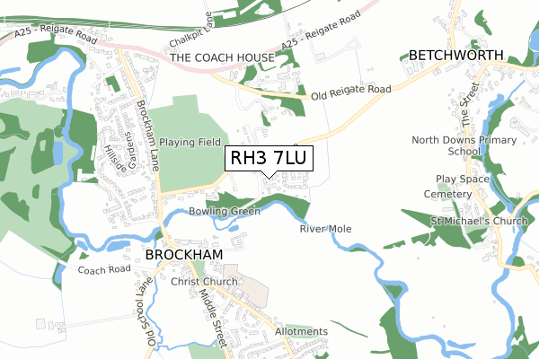 RH3 7LU map - small scale - OS Open Zoomstack (Ordnance Survey)