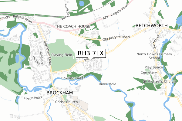 RH3 7LX map - small scale - OS Open Zoomstack (Ordnance Survey)