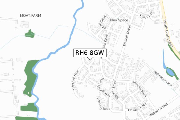 RH6 8GW map - large scale - OS Open Zoomstack (Ordnance Survey)