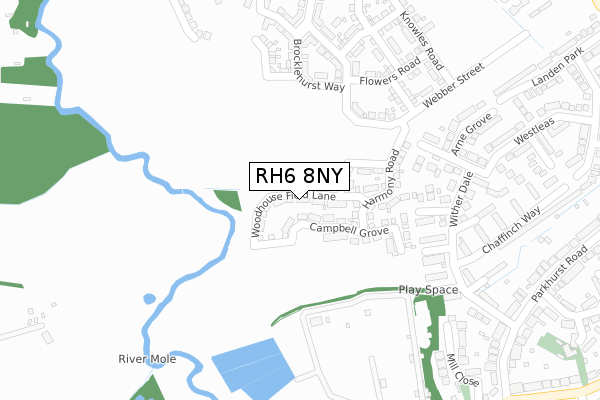 RH6 8NY map - large scale - OS Open Zoomstack (Ordnance Survey)