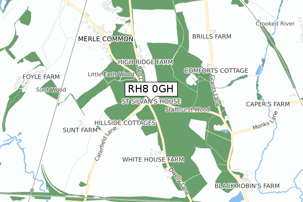 RH8 0GH map - small scale - OS Open Zoomstack (Ordnance Survey)