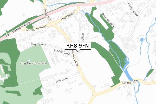 RH8 9FN map - large scale - OS Open Zoomstack (Ordnance Survey)