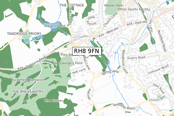 RH8 9FN map - small scale - OS Open Zoomstack (Ordnance Survey)