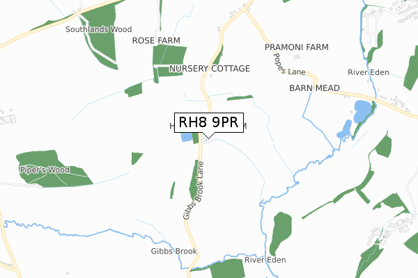 RH8 9PR map - small scale - OS Open Zoomstack (Ordnance Survey)