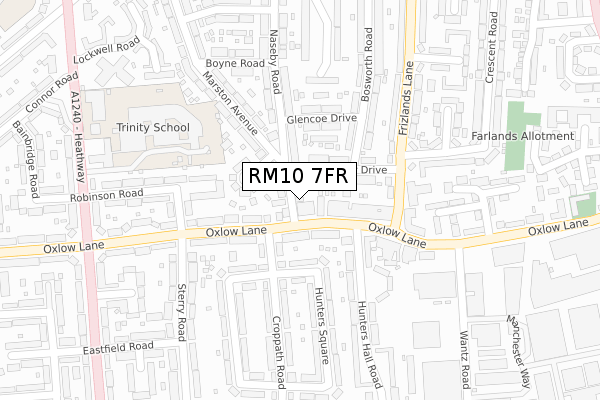 RM10 7FR map - large scale - OS Open Zoomstack (Ordnance Survey)