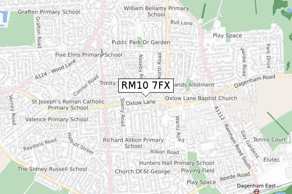 RM10 7FX map - small scale - OS Open Zoomstack (Ordnance Survey) RM10 7FX map - small scale - OS Open Zoomstack (Ordnance Survey)